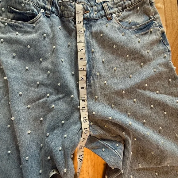 NWT Blank NYC Light Blue Wide Leg Jeans with Pearl Details on front and back - Picture 10 of 12